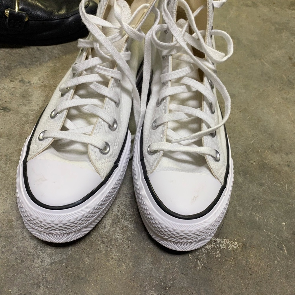 White High Top Platform Converse Sz 7.5